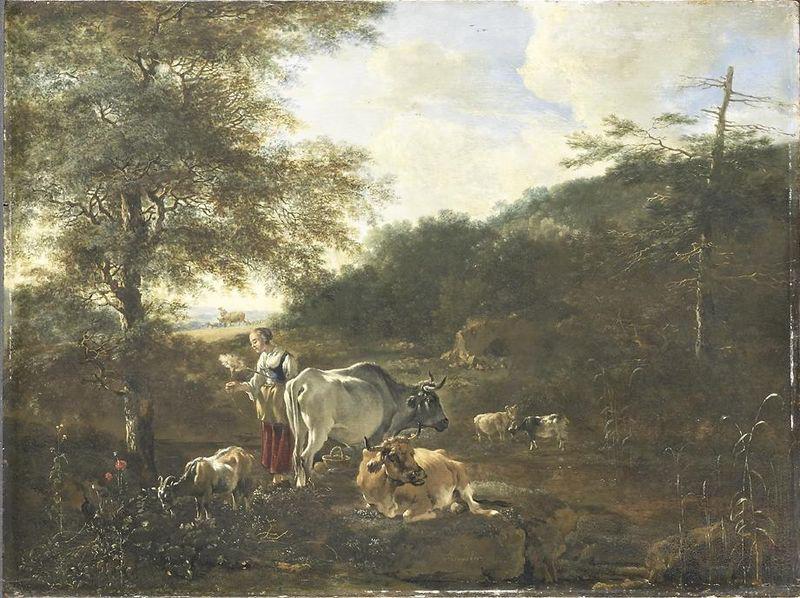 Adam Pijnacker Landscape with cattle oil painting image